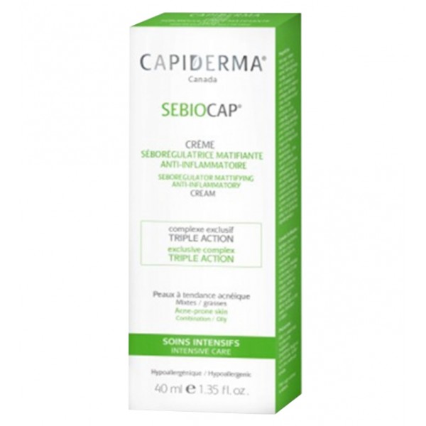 Capiderma Sebiocap Crème anti-inflammation pour peaux à tendance acnéique 40 ml