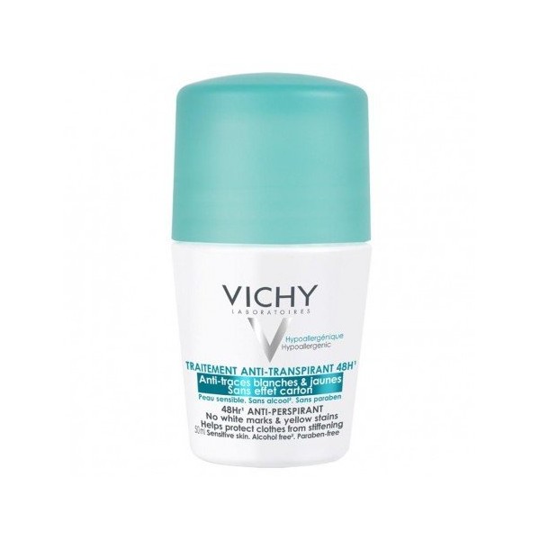 Vichy Déodorant ANTI TRANSPIRANT 48H Anti-Traces Blanches et jaunes  Roll-On 50 ml