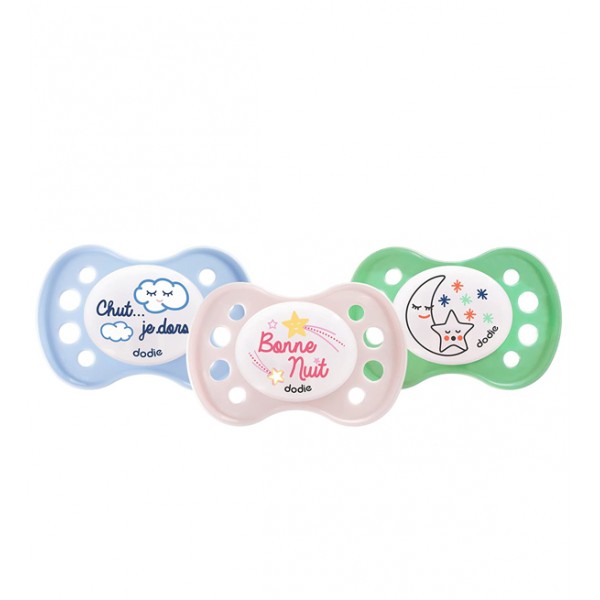 Dodie Sucette physiologique silicone Nuit (0-6M) DUO