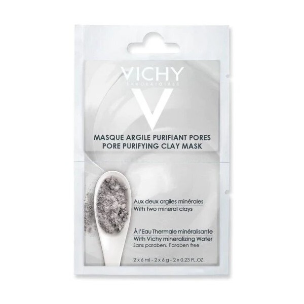Vichy Masque Minéral Bidose Argile Purifiant Peau Mixte à Grasse 2 x 6ml