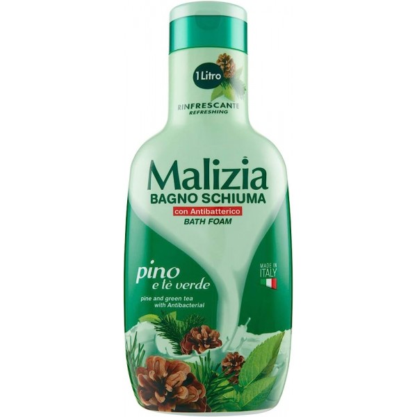 Malizia Bain Mousse au thé vert et parfum de pin 1 litre