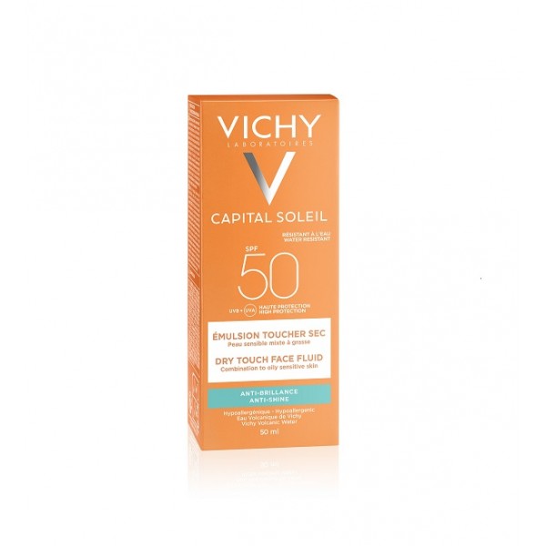 Vichy Capital Soleil Émulsion Anti-Brillance Toucher Sec SPF50 Peau Sensible Mixte à Grasse 50ml