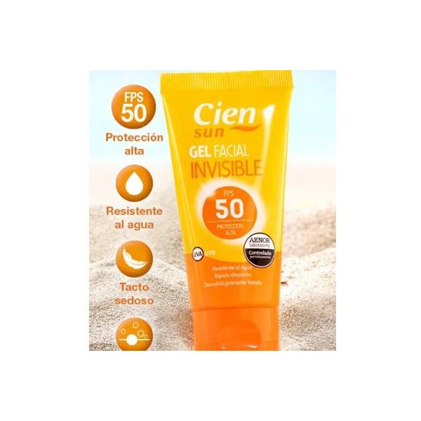 cien sun gel facial invisible ecran solaire spf50+ 50ml