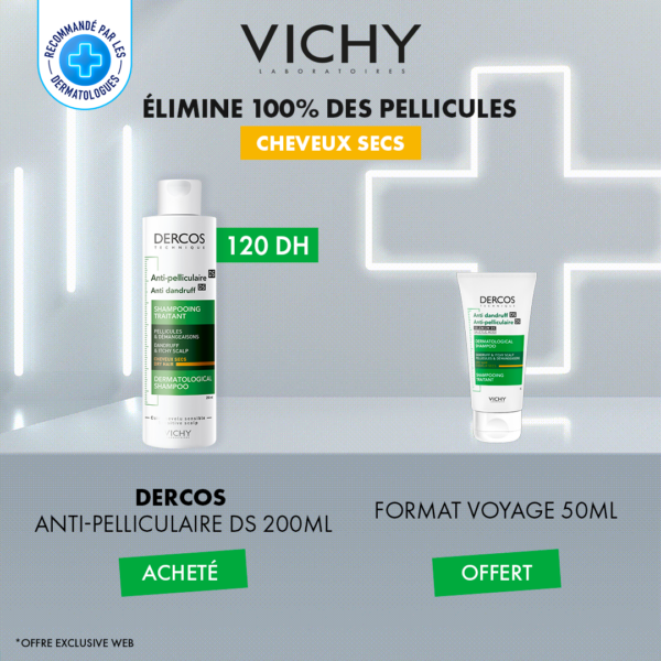Vichy Dercos Shampoing Traitant Anti-Pelliculaire Cheveux Secs 200ml +Shampoing 50ml offert