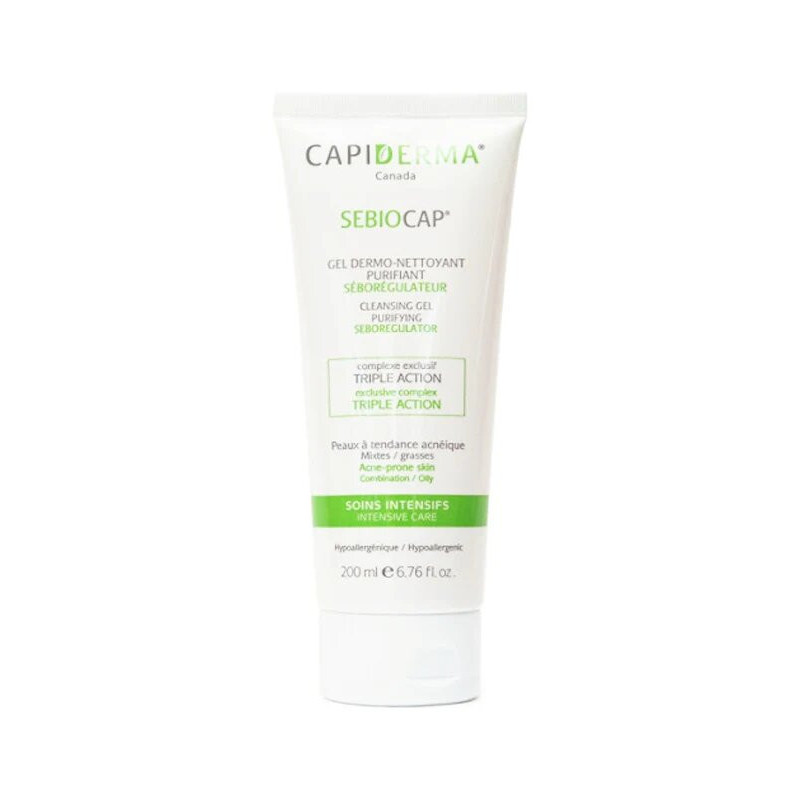 Capiderma Sebiocap gel dermo-nettoyant pour peaux à tendance acnéique – 200 ml