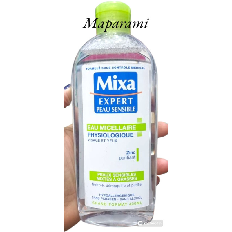 Mixa Eau micellaire physiologique pour peau sensible mixte a grasse 400ml orginal 100%