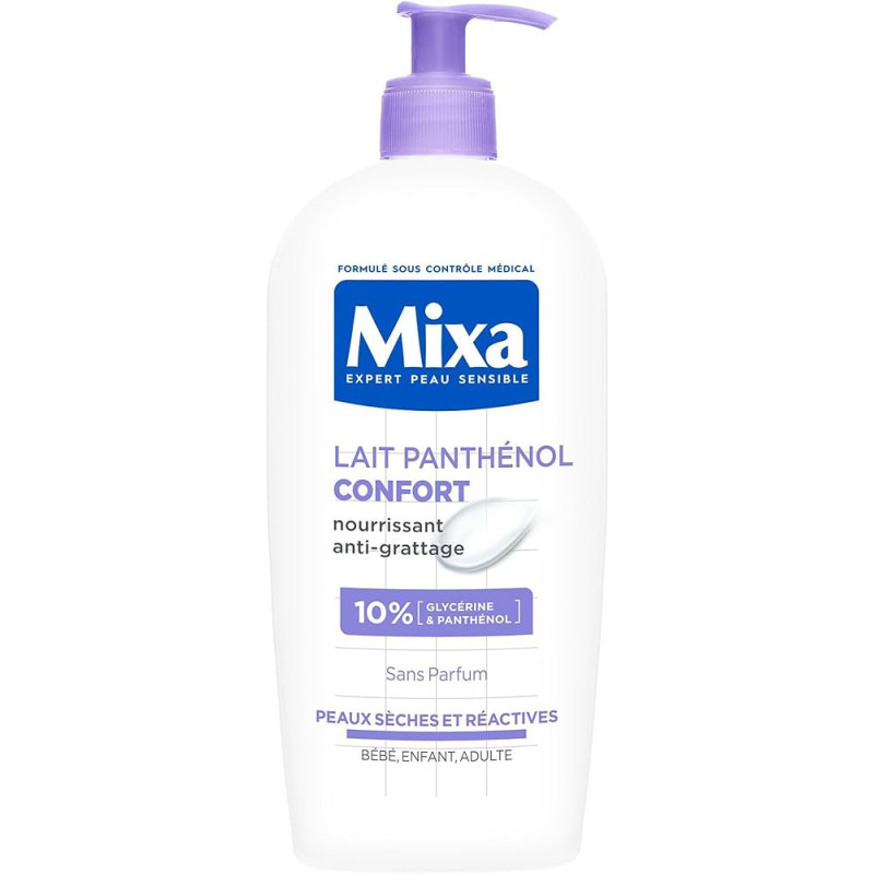 Mixa Lait Corps Panthénol Confort Nourrissante anti-grattage Peaux sèches et réactives 250 ml