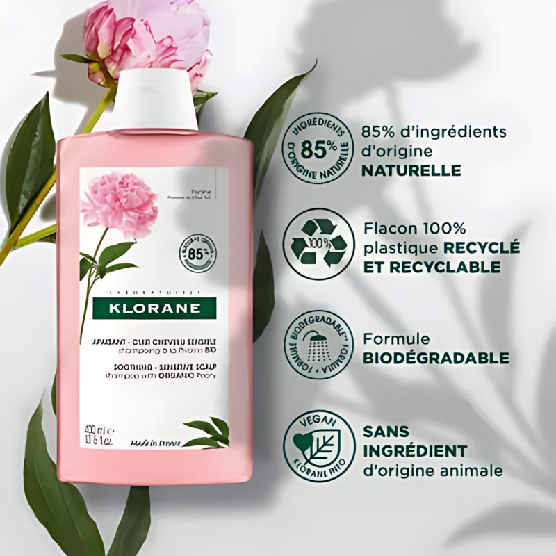 KLORANE APAISANT Shampoing Anti-irritation et Protecteur à la Pivoine BIO 200 ml