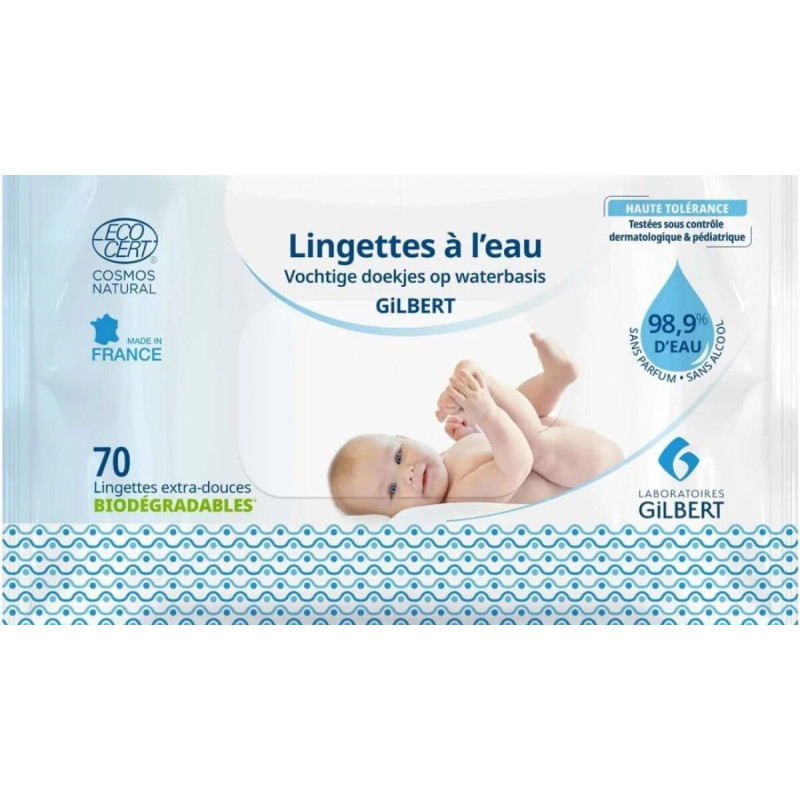 GILBERT Lingettes à l'Eau 70 lingettes