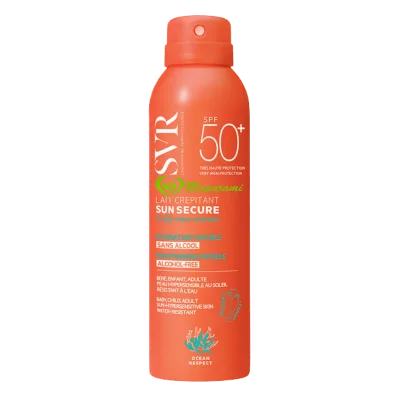 SVR Sun Secure Lait Crépitant SPF50+ 200 ml – Très Haute Protection Solaire Ludique Visage et Corps