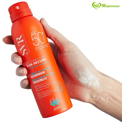 SVR Sun Secure Lait Crépitant SPF50+ 200 ml – Très Haute Protection Solaire Ludique Visage et Corps