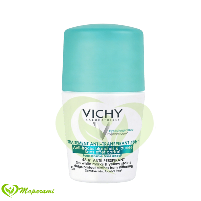Vichy Déodorant Anti-Transpirant 48H Anti-Traces Blanches Roll-On 50ml