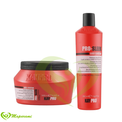 Kaypro Pro-Sleek Liss Shampoo 350ml + Masque Cheveux frisés Secs 500ml