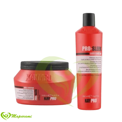 Kaypro Pro-Sleek Liss Shampoo 350ml + Masque Cheveux frisés Secs 500ml