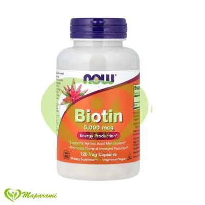 NOW Foods Biotine 5000 µg 120 Capsules Végétariennes