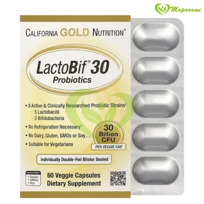 California Gold Nutrition LactoBif 30 Probiotics 60 Veggie Capsules maparami.ma
