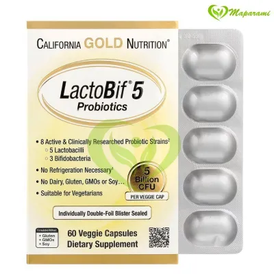 California Gold Nutrition LactoBif 5 Probiotics 60 Veggie Capsules maparami.ma