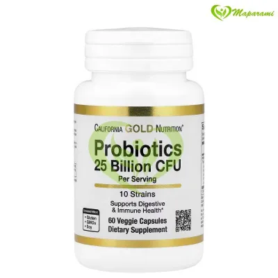 California Gold Nutrition Probiotics 25 Billion CFU 60 Veggie Capsules maparami.ma