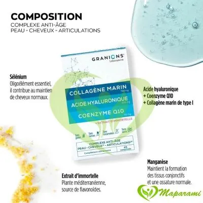 Granions Collagène Marin, Acide Hyaluronique + Coenzyme Q10 60 Comprimés