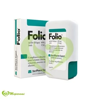 Folio Acide Folique 400µg + Iode 150µg – 120 Comprimés
