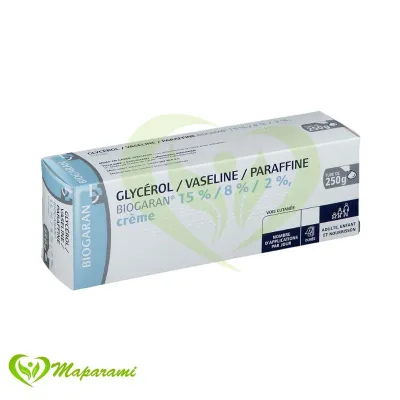 Biogaran Glycérol Vaseline Paraffine Crème Hydratante 250g